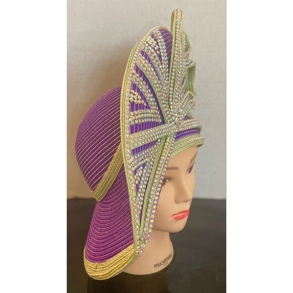 Vintage George Zamau’l Couture Hat Elegant Purple and Gold Women\'s Hat main image 7